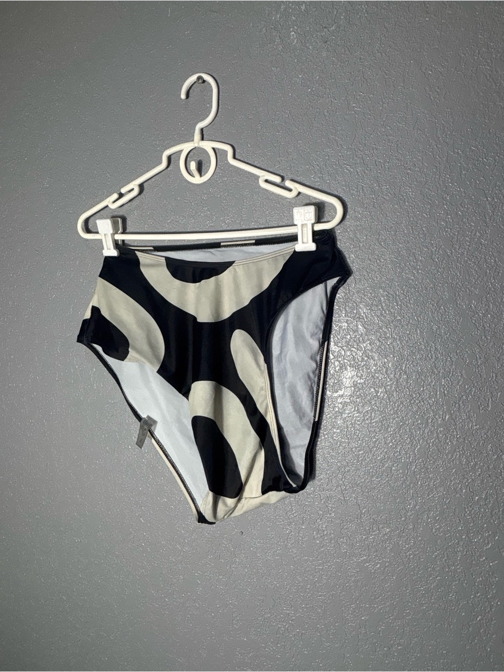 High-Waist Women’s Swim Bottom in Black and Cream